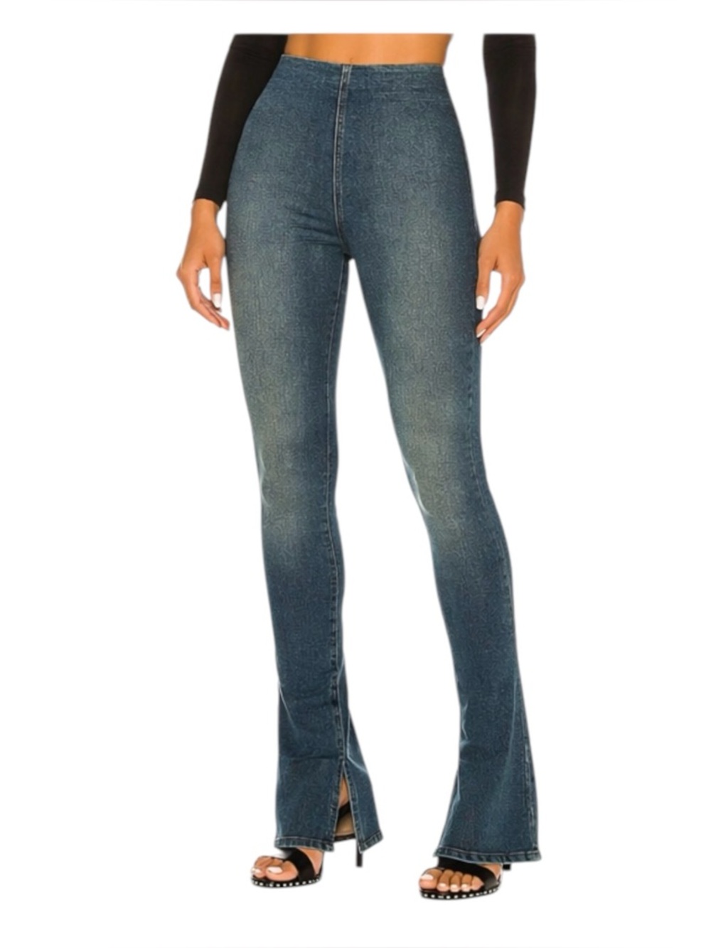 EB Denim Split Bootcut Denim Leggings Women's Small Blue High Rise‎ Stretch